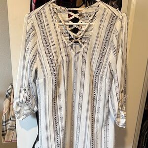 Maurices White and Black Striped Blouse